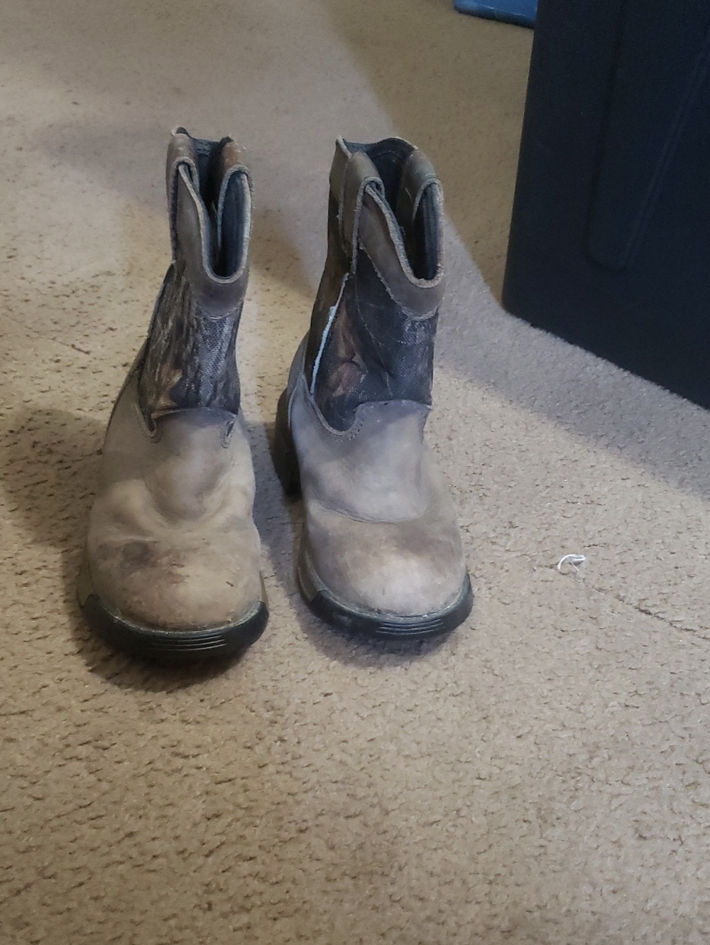 Rocky Brown Leather Work Boots — Slip-On Pull-On Style